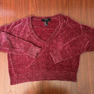 Forever 21 Maroon V-Neck Sweater
